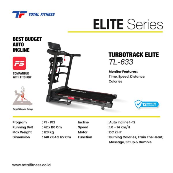 TL-633 -  Electric Treadmill 2HP + Mass (Auto Incline Free TL-700)